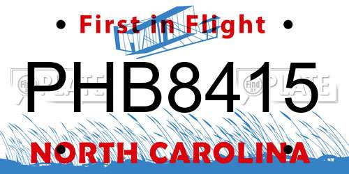PHB8415 North Carolina License Plate