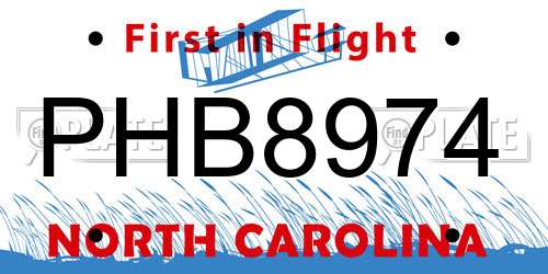 PHB8974 North Carolina License Plate