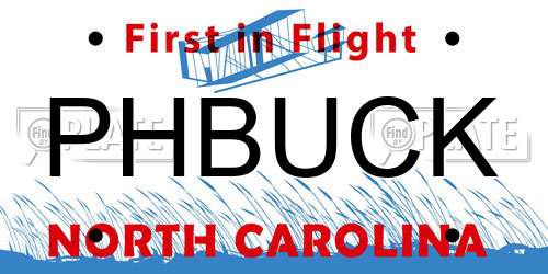 PHBUCK North Carolina License Plate