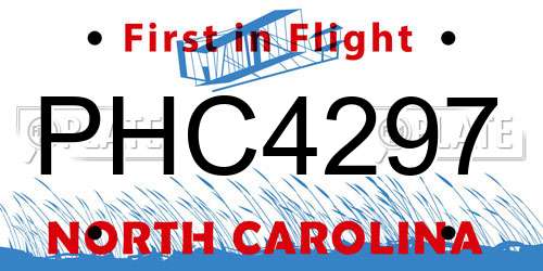 PHC4297 North Carolina License Plate