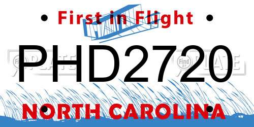 PHD2720 North Carolina License Plate