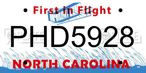 PHD5928 North Carolina License Plate