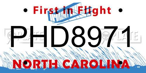 PHD8971 North Carolina License Plate