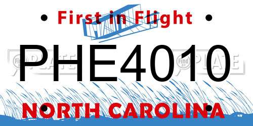 PHE4010 North Carolina License Plate