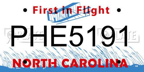 PHE5191 North Carolina License Plate
