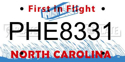 PHE8331 North Carolina License Plate