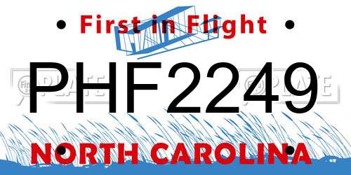 PHF2249 North Carolina License Plate
