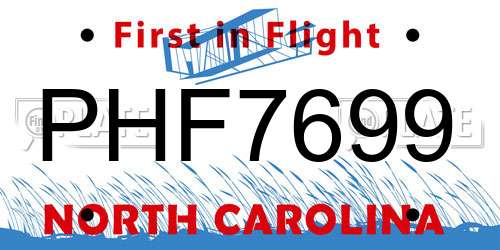 PHF7699 North Carolina License Plate