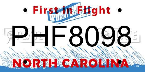 PHF8098 North Carolina License Plate