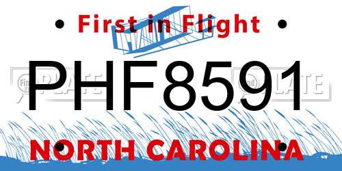 PHF8591 North Carolina License Plate