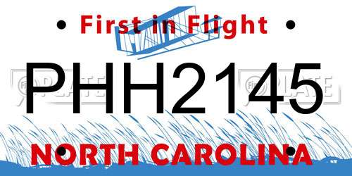 PHH2145 North Carolina License Plate