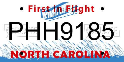 PHH9185 North Carolina License Plate