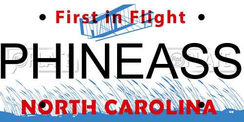 PHINEASS North Carolina License Plate