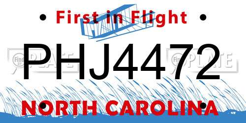 PHJ4472 North Carolina License Plate
