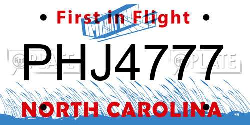 PHJ4777 North Carolina License Plate