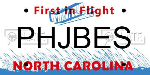 PHJBES North Carolina License Plate