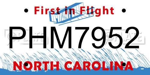 PHM7952 North Carolina License Plate