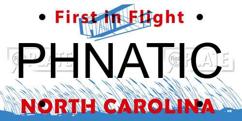 PHNATIC North Carolina License Plate