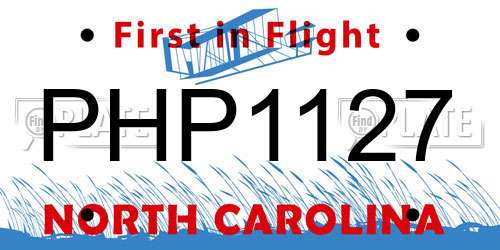 PHP1127 North Carolina License Plate