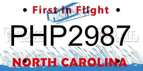 PHP2987 North Carolina License Plate