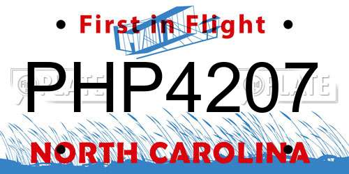 PHP4207 North Carolina License Plate