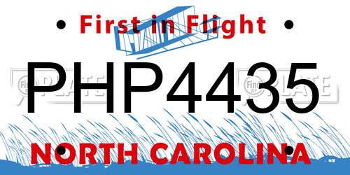 PHP4435 North Carolina License Plate