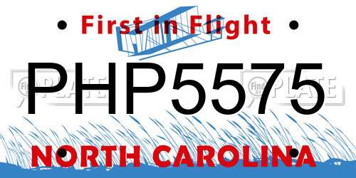 PHP5575 North Carolina License Plate