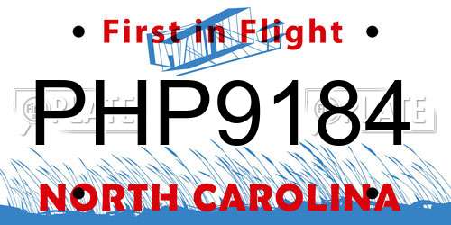 PHP9184 North Carolina License Plate