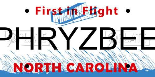 PHRYZBEE North Carolina License Plate