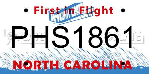 PHS1861 North Carolina License Plate