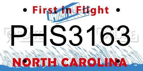 PHS3163 North Carolina License Plate