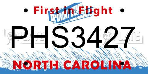 PHS3427 North Carolina License Plate