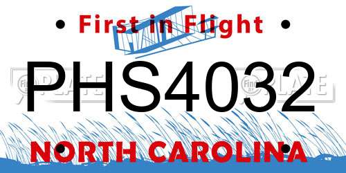 PHS4032 North Carolina License Plate