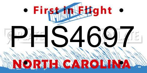 PHS4697 North Carolina License Plate