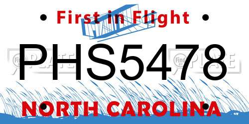 PHS5478 North Carolina License Plate