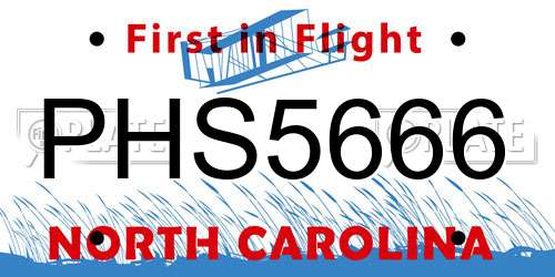 PHS5666 North Carolina License Plate