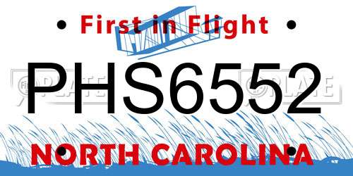 PHS6552 North Carolina License Plate