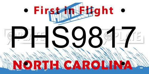 PHS9817 North Carolina License Plate