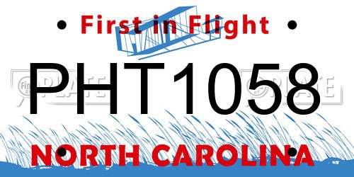 PHT1058 North Carolina License Plate