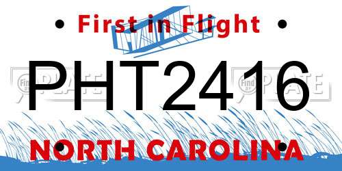 PHT2416 North Carolina License Plate