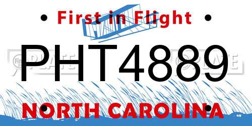 PHT4889 North Carolina License Plate