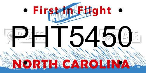 PHT5450 North Carolina License Plate