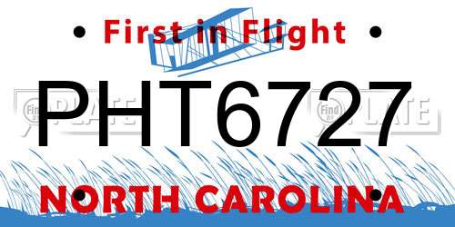 PHT6727 North Carolina License Plate