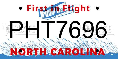 PHT7696 North Carolina License Plate