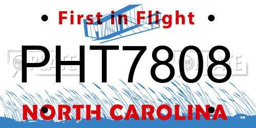 PHT7808 North Carolina License Plate