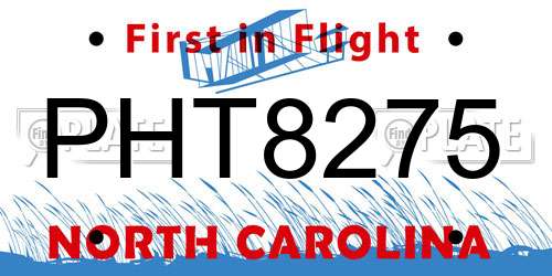 PHT8275 North Carolina License Plate