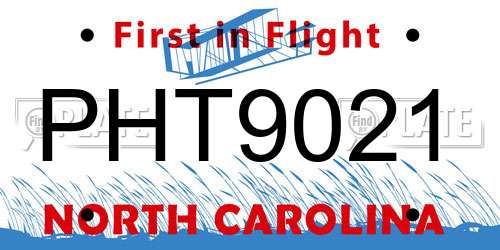 PHT9021 North Carolina License Plate