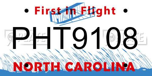 PHT9108 North Carolina License Plate