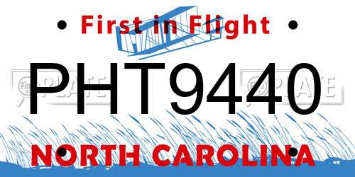 PHT9440 North Carolina License Plate