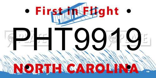 PHT9919 North Carolina License Plate
